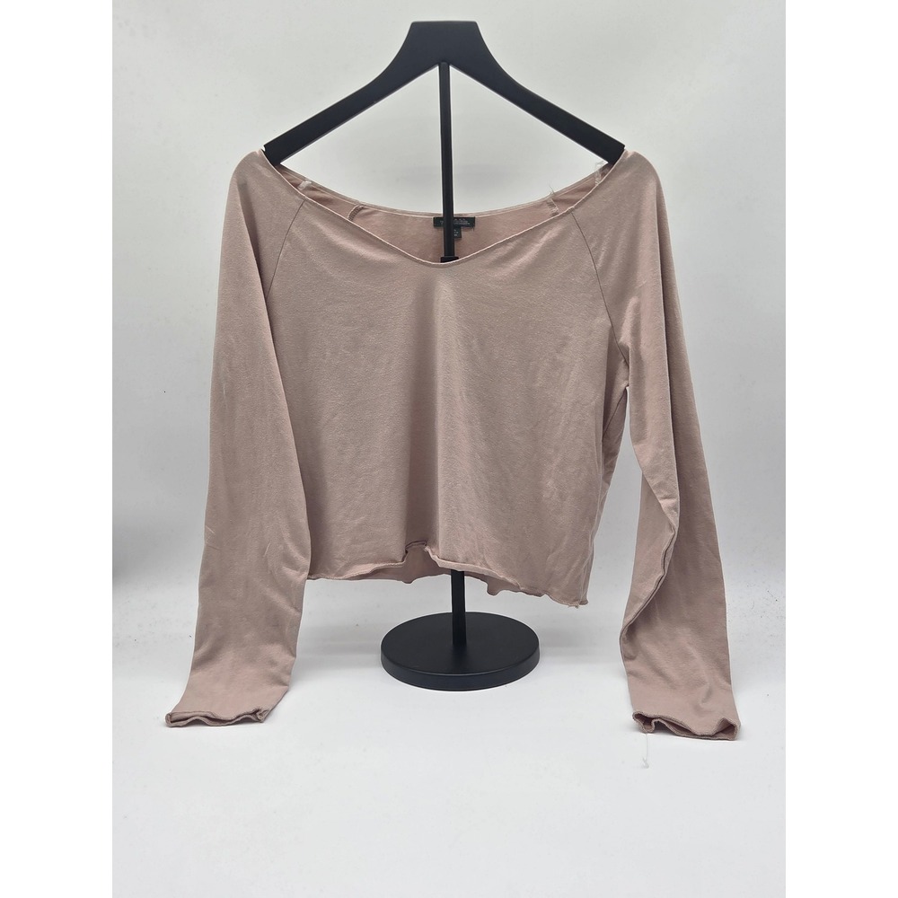 Wild Fable Women's XXL Blush Pink Long Sleeve Crop Top 95% Cotton 101-830